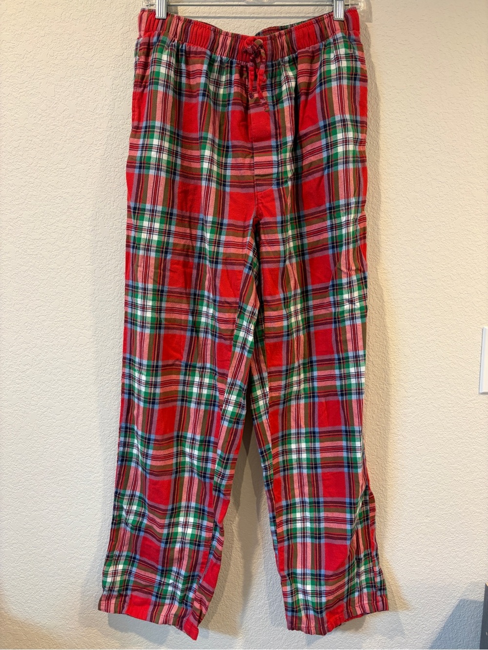 Lands’ End Men’s Red Plaid Cotton PJ Pant with Pockets - MT